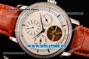 Vacheron Constantin Malte Tourbillon Asia Automatic Steel Case with White Dial Diamonds Bezel and Stick Markers