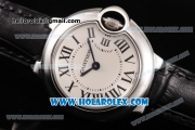 Cartier Ballon Bleu De Small Swiss ETA Quartz Steel Case with White Dial and Roman Numeral Markers (JF)