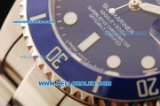 Rolex Submariner Swiss ETA 2836 Automatic Movement Steel Case and Strap with Blue Dial and Blue Bezel 43mm