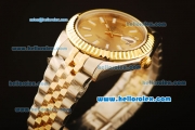 Rolex Datejust II Swiss ETA 2836 Automatic Full Steel with Yellow Gold Bezel and Rose Gold Dial-Stick Markers