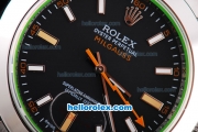 Rolex Milgauss Oyster Perpetual Automatic Movement with Black Dial and Orange Second Hand