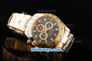 Rolex Daytona II Automatic Movement Full Gold with Stick Markers and Black Dial