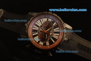 Roger Dubuis Chronograph Quartz PVD Case with Brown Bezel and Black Dial-Black Rubber Strap