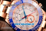 Rolex Yachtmaster II Chrono Swiss Valjoux 7750 Automatic Full Rose Gold with White Dial and Dot Markers (BP)