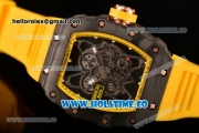 Richard Mille RM35-01 Bubba Watson Tourbillon Manual Winding Carbon Fiber Case with Skeleton Dial and White Dot Markers - Yellow Inner Bezel