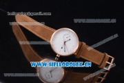 Greyhours Essential Asia Manual Winding Rose Gold Case with White Dial Stick Markers and Brown Leather Strap