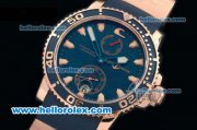 Ulysse Nardin Maxi Marine Diver Automatic Movement Rose Gold Case with Blue Dial and Blue Rubber Strap