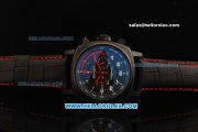 Ferrari Chronograph Miyota Quartz Movement PVD Case with White/Red Arabic Numerals - Black Leather Strap