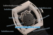 Richard Mille RM 52-01 Swiss ETA 2671 Automatic Steel/Diamond Case with Black Rubber Bracelet White Markers and Skeleton Dial - 1:1 Original