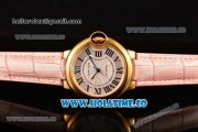 Cartier Ballon Bleu De Medium Asia 4813 Automatic Yellow Gold Case with Silver Dial and Blue Leather Strap - Roman Numeral Markers (GF)