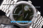 Rolex Day-Date II Swiss ETA 2836 Automatic Stainless Steel Case/Bracelet with Green Dial and Roman Numeral Markers (BP)