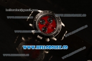 Rolex Daytona Vintage Edition Chrono Miyota OS20 Quartz Steel Case with Red Dial and Black Leather Strap