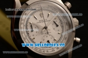 Rolex Explorer Chronograph Miyota OS20 Quartz Steel Case with White Dial and Green Leather Strap