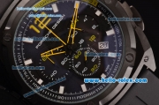 Porsche Design Chrono Miyota OS20 Quartz PVD Case with Black Rubber Strap Black Dial Yellow Pointer