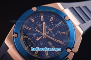 IWC Ingenieur Doppelchronograph Asia ST17 Automatic Rose Gold Case with Blue Bezel and Blue Dial - 7750 Coating