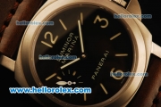 Panerai Luminor Marina PAM 177 Swiss ETA 6497 Manual Winding Titanium Case with Black Dial and Dark Brown Leather Strap-1:1 Original