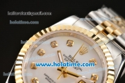 Rolex Datejust Oyster Perpetual Automatic Gold Bezel with White Dial and Diamond Marking-Small Calendar