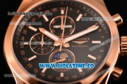 Longines Master Moonphase Miyota OS10 Quartz with Date Steel Case with Black Dial and Stick Markers