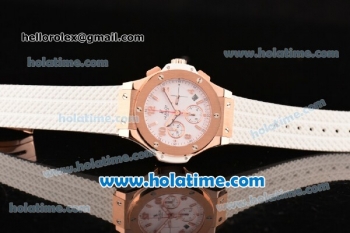 Hublot Big Bang Clone HUB4100 Automatic Rose Gold Case with White Rubber Strap and White Dial - 1:1 Original (TW)