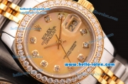 Rolex Datejust Lady 2813 Automatic Two Tone Case/Strap with Yellow MOP Dial and Diamond Bezel ETA Coating