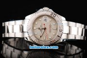 Rolex Yacht-Master Automatic SS Case with Beige Dial-White Markers and Red Second Hand-Visible Back