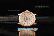 Vacheron Constantin Patrimony Swiss ETA 2836 Automatic Movement Rose Gold Case with Stick Markers and Alligator Strap