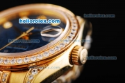 Rolex Datejust Automatic Movement Golden Case With Blue Dial and Diamond Bezel