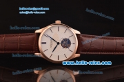 Patek Philippe Calatrava Tourbillon Automatic Rose Gold Case with White Dial and Brown Leather Strap