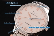 IWC Portuguese 2813 Automatic Steel Case with Numeral Markers White Dial and Stainless Steel Strap