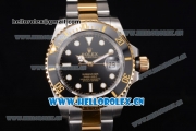 Rolex Submariner Miyota 8215 Automatic Two Tone Case/Bracelet with Black Dial and Dot Markers