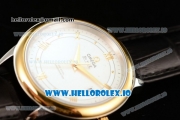 Omega De Ville Prestige Co-Axial Clone Omega Calibre 2500 Automatic Movement Yellow Gold White Dial and Roman Numeral Markers Leather Strap (YF)