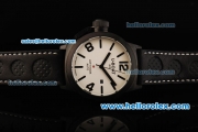 U-Boat Italo Fontana Left Hook Automatic Movement PVD Case with White Dial Small Calendar and Black Leather Strap