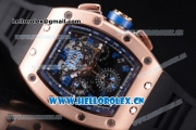 Richard Mille RM011-FM Asia ST25 Automatic Rose Gold Case with Skeleton Dial Arabic Numeral Markers and Black Rubber Strap Rose Gold Bezel