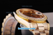 Rolex Datejust Automatic Full Rose Gold with Diamond Bezel-Khaki Dial and Diamond Marking