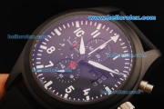 IWC Pilot's Watch TOP GUN Chronograph Quartz Movement PVD Case with Black Dial and Black Strap