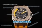 Audemars Piguet Royal Oak Offshore Diver Asia Automatic Steel Case with Black Dial Yellow Rubber Strap and White Stick Markers (EF)