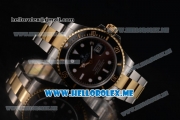 Rolex Submariner Clone Rolex 3135 Automatic Two Tone Case/Bracelet with Black Dial and Dot Markers (BP)