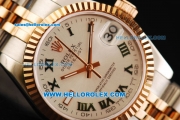 Rolex Datejust Oyster Perpetual Automatic Movement Steel Case with White Dial and Green Roman Numerals -Two Tone Strap