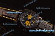 Ferrari Automatic PVD Case with Blue Dial and Black Leather Strap-7750 Coating