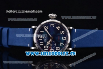 Zenith Pilot Type 20 GMT Asia ST25 Automatic Steel Case with Blue Dial Arabic Numeral Markers and Blue Leather Strap