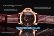 Panerai Luminor Marina 1950 3 Days PAM 393 Clone P.9000 Automatic Rose Gold Case with Black Dial and Stick/Numeral Markers - 1:1 Original (ZF)