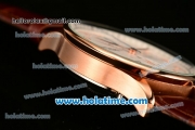 IWC Portuguese Chrono Miyota OS20 Quartz Rose Gold Case with Brown Leather Strap and White Dial