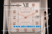 Cartier Tank Anglaise Miyota 9015 Automatic Two Tone Case/Bracelet with Silver Dial and Diamonds Markers
