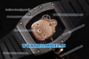 Richard Mille RM052 Miyota 9015 Automatic PVD/Rose Gold Case with Pink Skull Dial and PVD Bezel Black Rubber Strap