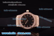 Hublot Big Bang Diamond Bezel Swiss ETA 2824 Automatic Rose Gold Case and Black Carbon Fiber Dial and Black Rubber Strap