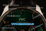 IWC Portuguese Automatic Clone IWC 52010 Automatic Steel Case with Green Dial and Black Leather Strap - (AAAF)