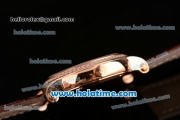 Franck Muller Liberty Miyota Quartz Rose Gold Case with Brown Leather Bracelet Diamond Bezel and Black Arabic Numeral Markers