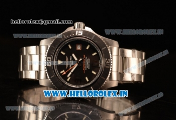 Breitling SuperOcean 44mm 2824 Auto Steel Case with Black Dial and Steel Bracelet Orange Hands - 1:1 Origianl (GF)