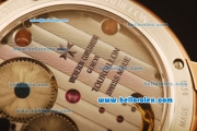 Vacheron Constantin Swiss Tourbillon Manual Winding Rose Case with White Dial and Brown Leather Strap