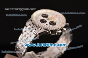 Breitling Navitimer Chrono Swiss Valjoux 7750 Automatic Full Steel with White Dial and Silver Stick Markers - 1:1 Original (Z)